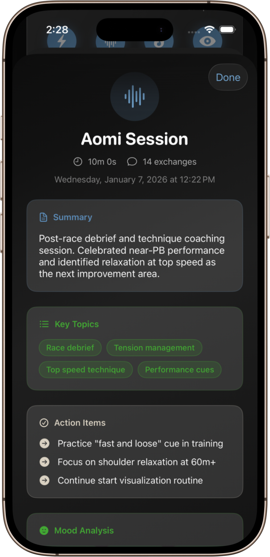 Voice session summary