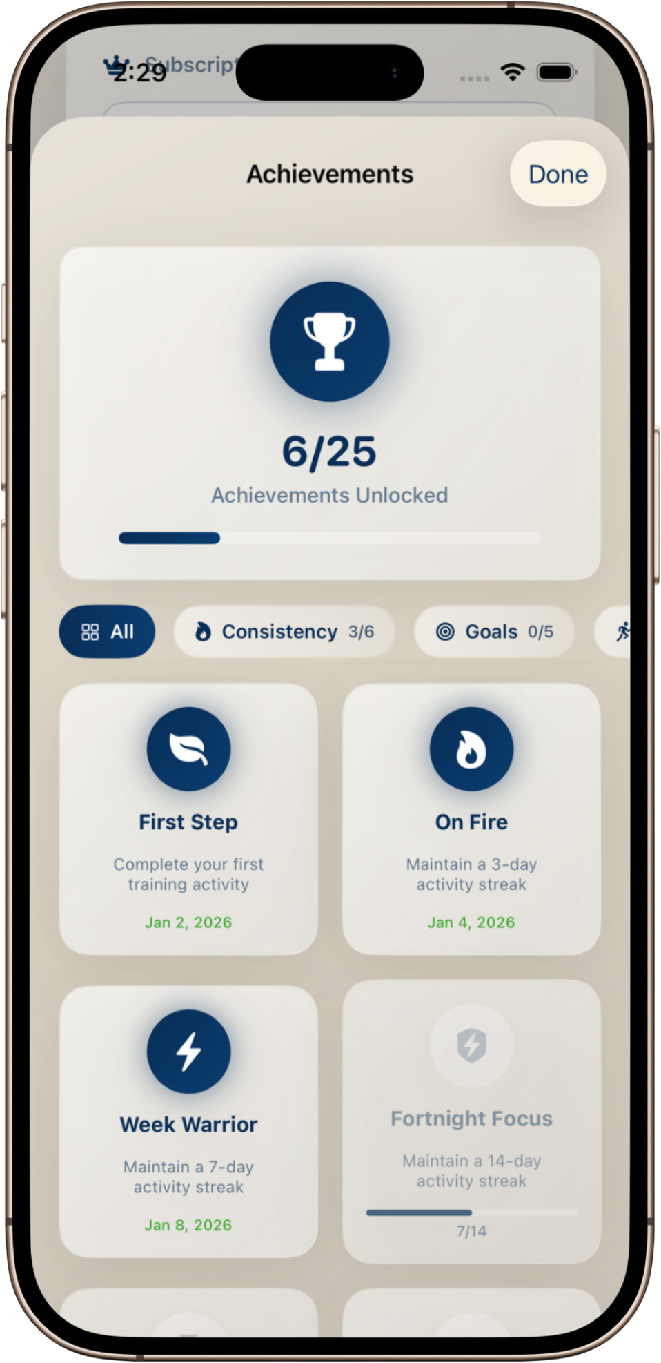 Achievements and progress